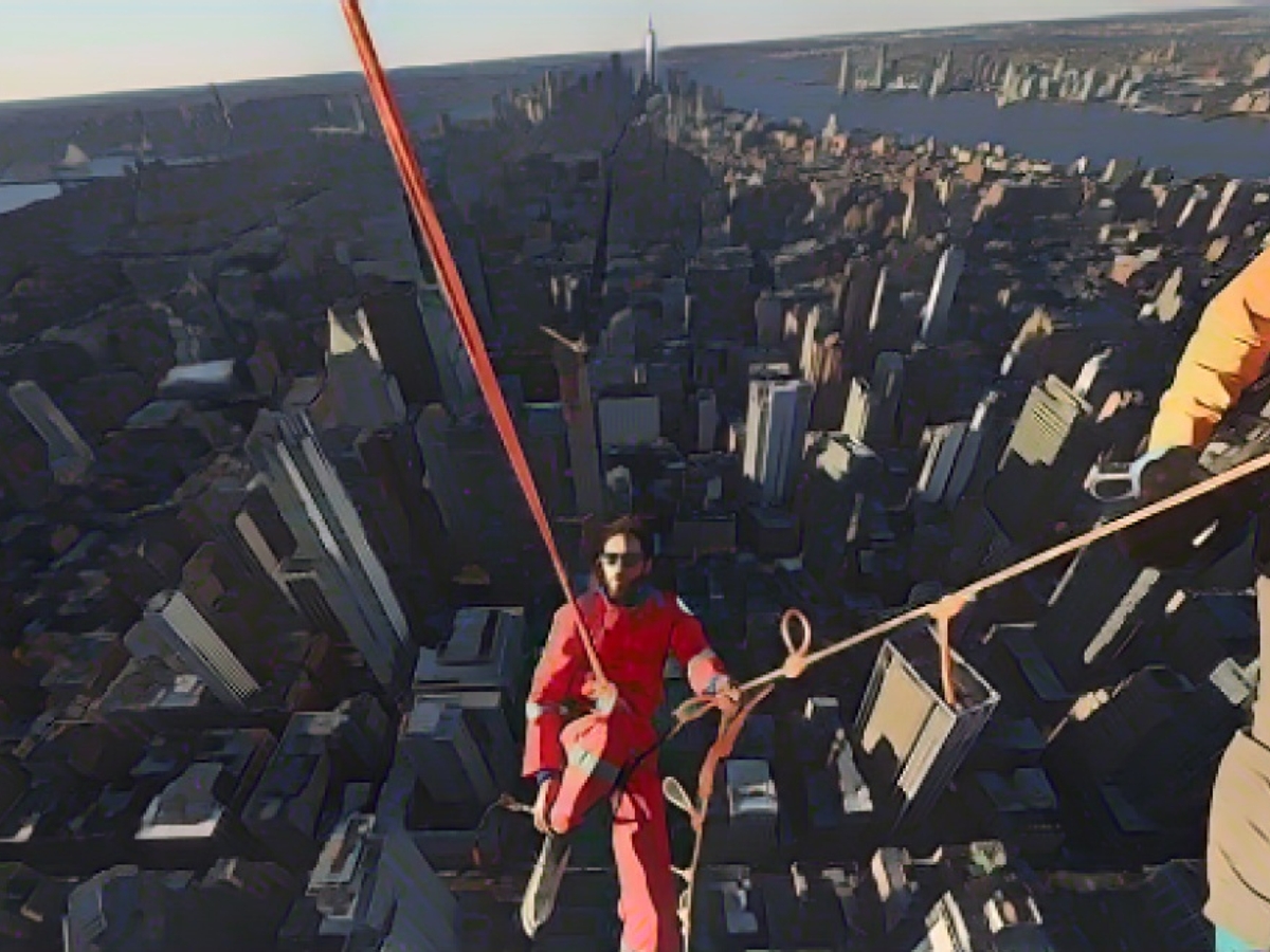 Аматор скелелазіння Літо повис на канатах Емпайр-стейт-білдінг. Він говорить: Аматор скелелазіння Літо повис на канатах Емпайр-стейт-білдінг. Він говорить: