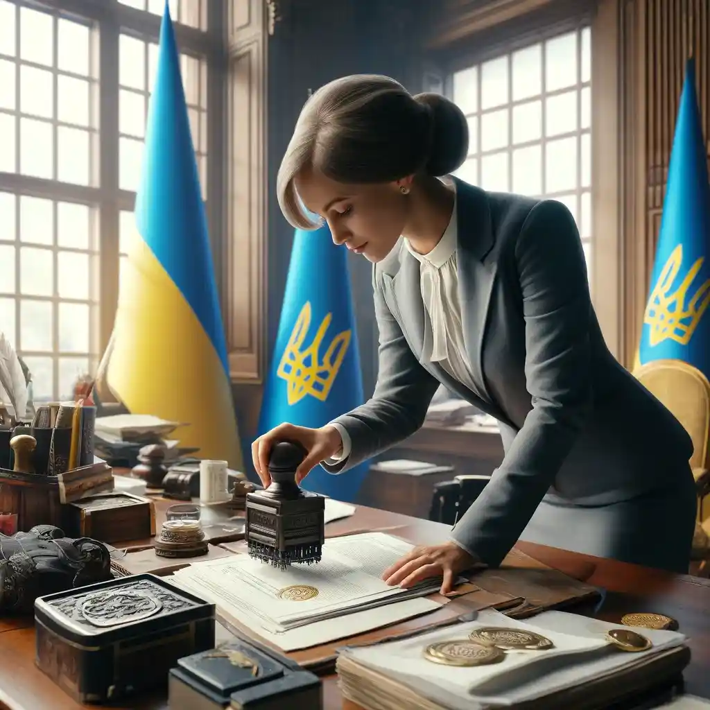 дівчина ставить печать ставить печать