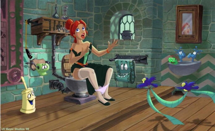 дівчина на унітазі карікатура