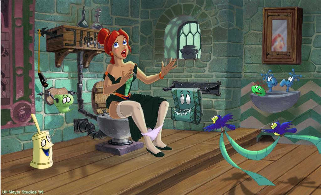 карікатура дівчина на унітазі карікатура