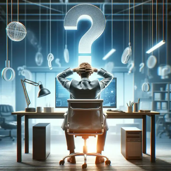 за компютером