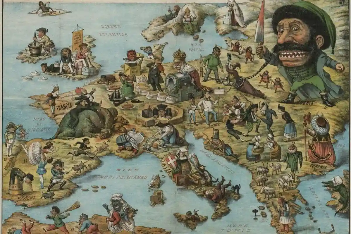 Ілюстрована ілюстрована карта Європи 1870 -х років.